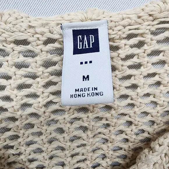 GAP Sweater Women’s Small/Med Tan Button-Up Cardigan Open Knit Sheer Lightweight - Picture 10 of 11